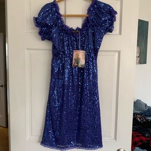 Betsey Johnson royal blue sequin baby doll dress